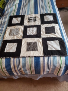 black and white quilted blanket